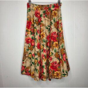 Emily And Fin Womens Sandy Skirt Tan Floral Size S Retro Swing Full Rockabilly
